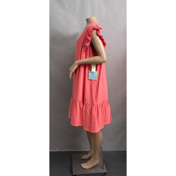 Cece Dress Women 18W Pink Ruffle Flutter Sleeve Rayon Cocktail Casual NWT $99 - Picture 3 of 10
